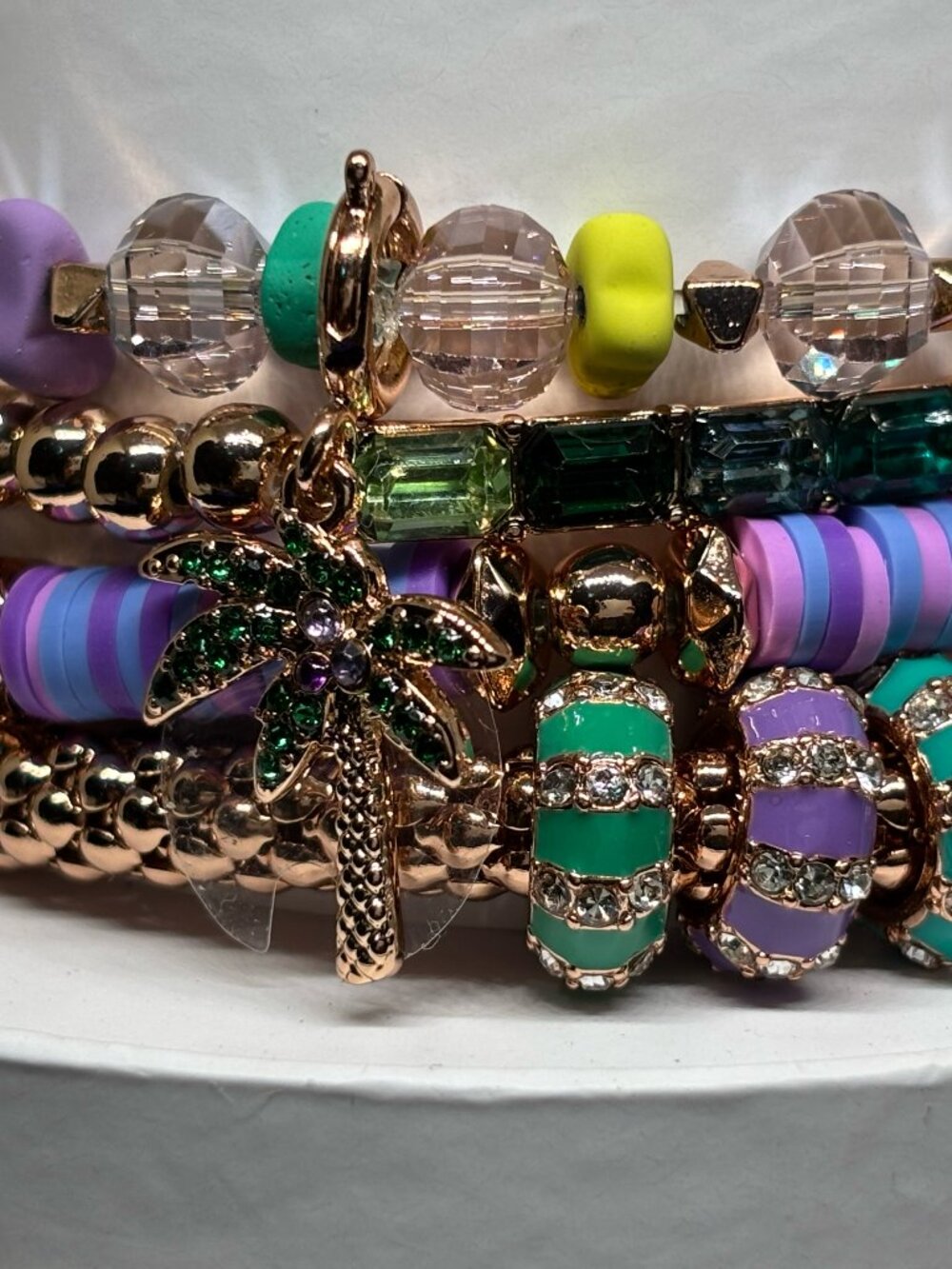 Bomb Party "Swaying Palms In The Breeze" 4 Bracelet Stacks Set RBP6043 MSRP$ 158